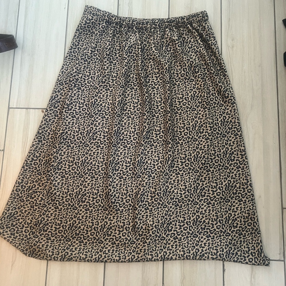 J. Crew Tan and Black Leopard A-Line Skirt - Picture 2 of 4